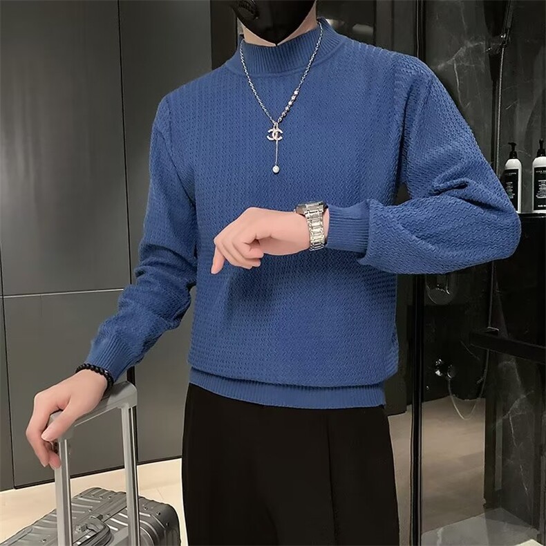 毛衣男士秋冬季潮流针织衫保暖线衣包芯纱半高领波浪打底衫男M803,男装针织衫/毛衣,星座1116A-2（原606A-1）