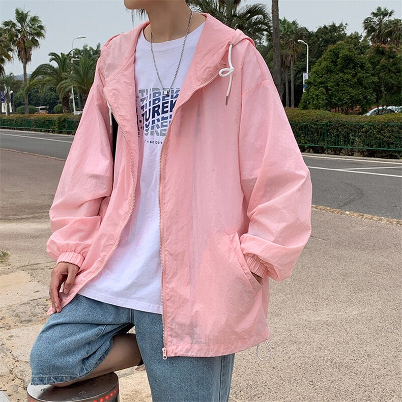 F3043/P40夏季防晒衣连帽纯色薄款外套夹克情侣男女中性风防晒服,男装夹克,电商A141