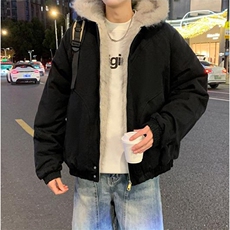 现货高品质美式高街冬季重磅硬挺短款座山雕毛领棉衣男女加厚外套，男装棉衣，电商A486