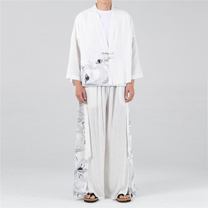 夏大码汉服改良风开衫阔腿裤套装情侣古风仙气潮 TZ72/P145图片