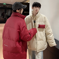 PU皮羽绒服男冬季新款港风情侣白鸭绒外套YR918-P150(控价198元，男装羽绒服，星座214-3