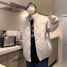 加绒加厚冬款男立领棉衣菱形格贴标面包服保暖棉袄外套MY8003P55，男装棉衣，星座1013-1