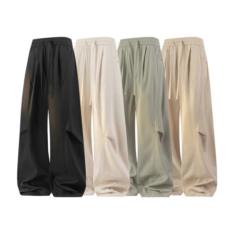 高品质鱼骨纹休闲亚麻棉裤新款宽松直筒裤A436-26011-P5085，男装棉裤，电商A436