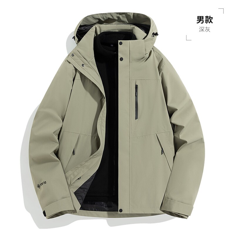 三合一户外冲锋衣两件套摇粒绒内胆登山港风防水冲锋衣W417P140,男装夹克,电商A128