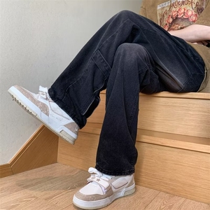 美式复古牛仔裤男潮牌宽松阔腿高街vibe欧美痞帅直筒裤N2306-P45