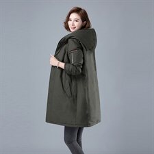 2023年冬棉服中长款加厚加棉保暖中长款3528款纯色连帽，女装棉衣/棉服，秋牧寒烟