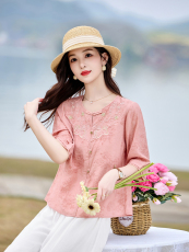 新中式盘扣刺绣套装女2026夏季新款复古气质宽松阔腿裤两件套，女装套装/套裙，魅影