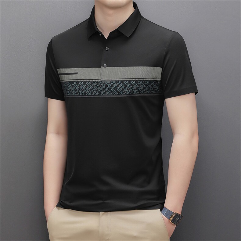 男士2023年夏季新款百搭T恤男短袖商务休闲中老年爸爸装体恤男，男装T恤，电商B360