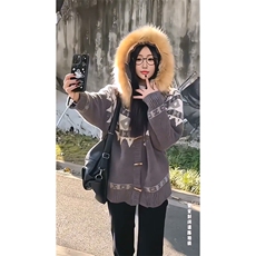 重磅北极绒座山雕大毛毛领毛衣外套冬美式复古休闲慵懒风针织开衫，男装针织衫/毛衣，电商A486