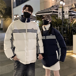 情侣装冬装 美式条纹织带棉服刺绣logo棉衣休闲外套女 G1100 P118图片