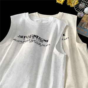 主推款 250克重磅砂洗美式背心天丝棉冰感坎肩T恤JF509特P35控55图片