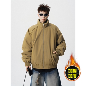 现货美式高街休闲棉衣夹克三防立领纯色户外工装加厚棉服外套图片
