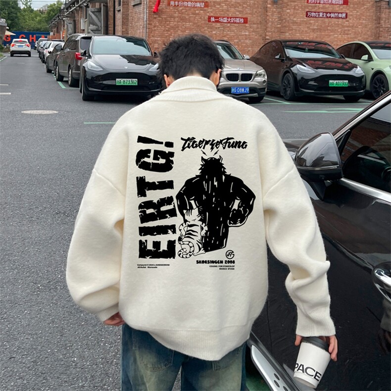 高质量！秋冬高领毛衣加绒加厚翻领针织衫男毛衣FL241-特p38,男装针织衫/毛衣,电商B367