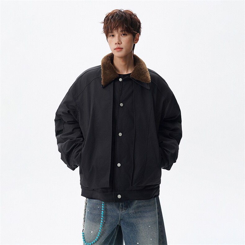 （双翻领）冬季毛领翻领双层设计加厚保暖棉服,男装棉衣,星座216-1