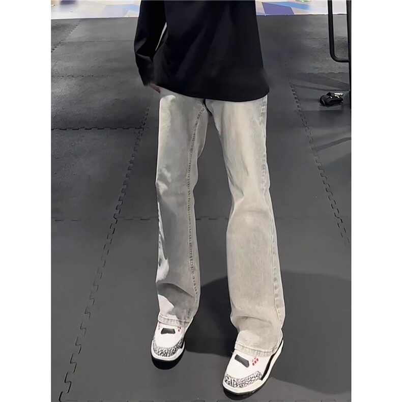 美式高街加绒加厚裤子男秋冬烟灰色牛仔裤KF3058常规P39加绒P49,男装牛仔裤,四季星座505