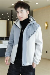 冬季斜拼棉服男模特加厚夹克风衣保暖外套工装棉衣灰867加绒图片