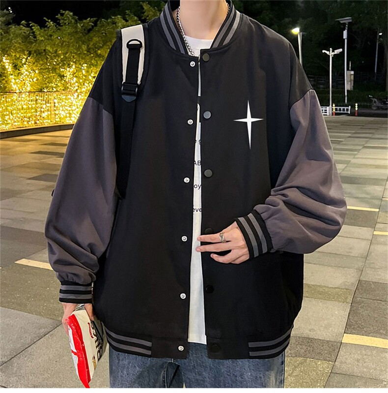 电商DSA028-JKC21P503P50新款印花棒球服外套港风休闲夹克,男装夹克,电商A028