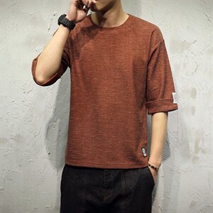 A003-T713-P30 韩版修身男士T恤贴标T恤 日系模特图片