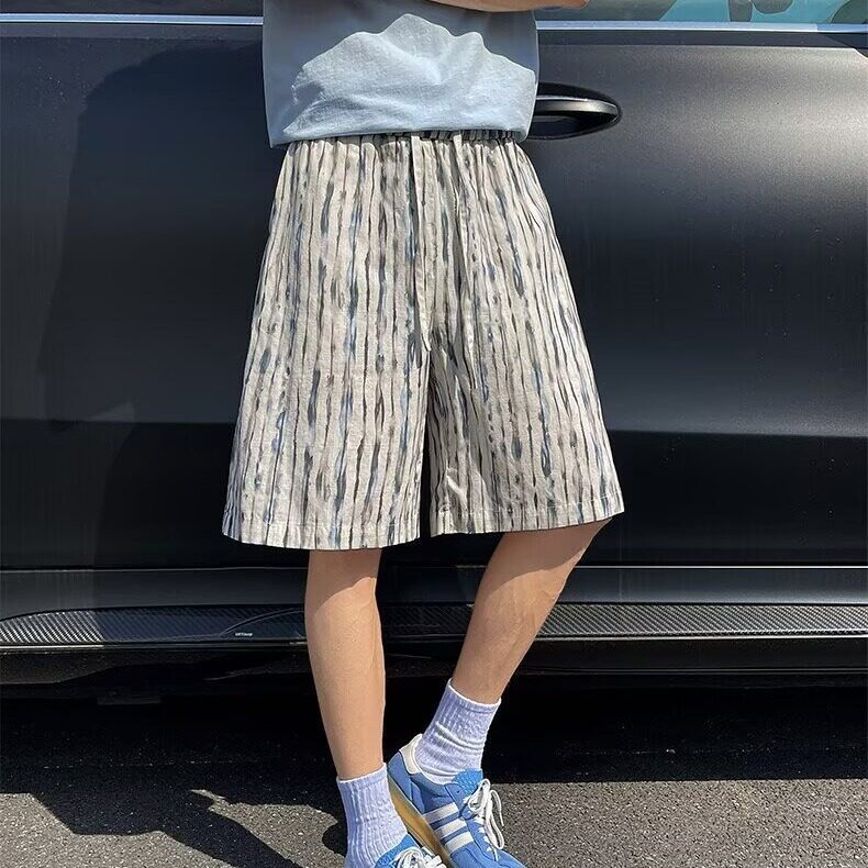 美式扎染运动短裤男夏季冰丝透气宽松五分裤子夏威夷海边篮球中裤,男装牛仔裤,星座1210-1