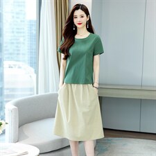 棉麻两件套连衣裙女夏2023年新款女装小个子时尚休闲洋气套装裙子，女装套装/套裙，牡丹诺