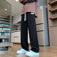 QD3104-TP35控价48秋季新款质感灯芯绒阔腿裤直筒宽松休闲长裤男，男装休闲裤，电商A102-1