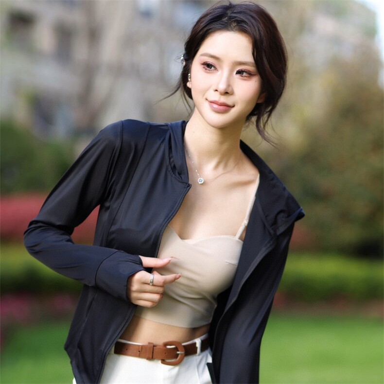 2025夏季新款防晒服冰爽防紫短款修身大帽檐女子,女装防晒衣,蝶眷