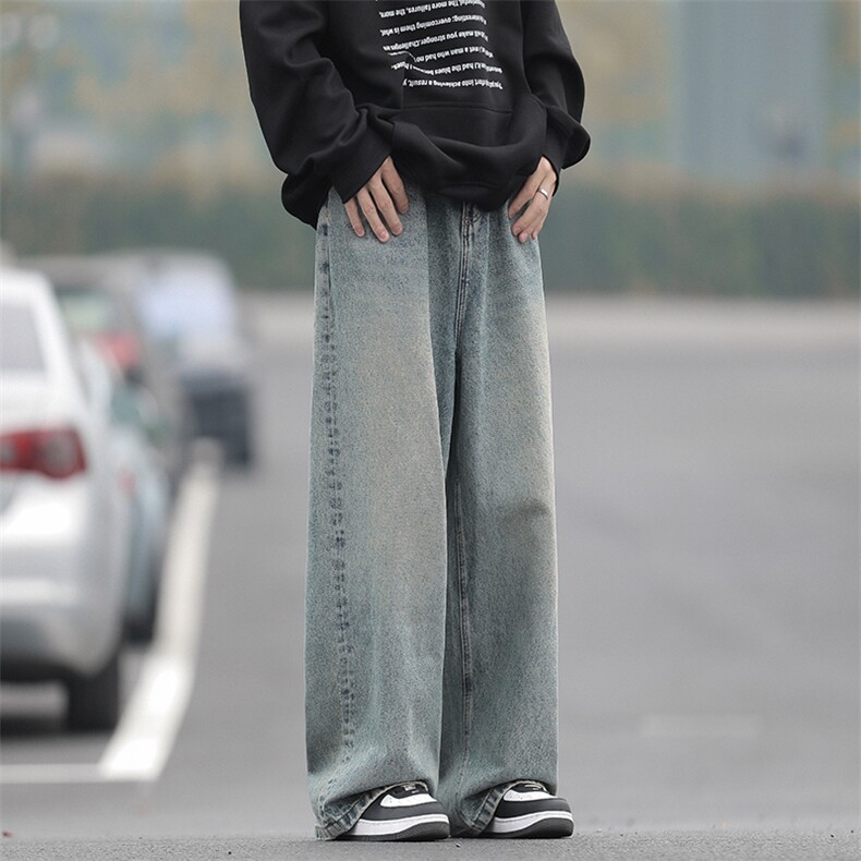 美式高街牛仔裤男韩版潮个性2024春季新款ins阔腿长裤RK1318-P43图片