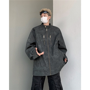 机车夹克外套男炸街垫肩皮衣柳丁款男皮衣8541 P78图片