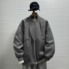 F437P58美式夹克男春秋季防水宽松潮牌棒球服机能风冲锋衣黑色，男装夹克，星座512-6