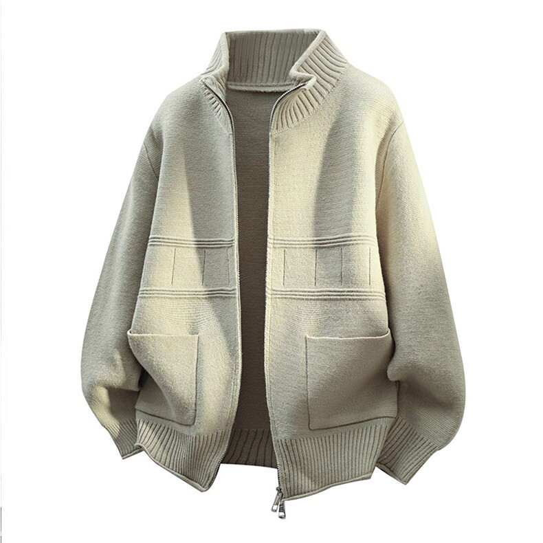 84885-P70秋季时尚立领毛衣开衫男针织衫纯色立领夹克外套，男装针织衫/毛衣，电商D310B