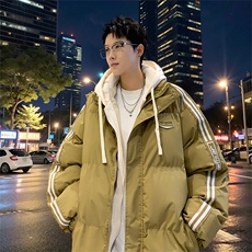 棉衣男冬季新款港风宽松港风假两件连帽学生棉服MY8882-P82，男装棉衣，星座214-3
