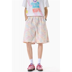 现货2025夏季扎染马海毛彩虹五分裤短裤XZ806-DK05008特P25控49，男装牛仔裤，四季星座806