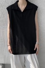 8XL-M夏竖条纹纯棉背心男韩版宽松坎肩休闲运动午休T恤肌理DX333，男装背心/马甲，电商D206-1