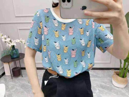 现货、卡通图案圆领上衣，女装，艾妮莉