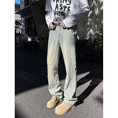 拼接复古牛仔裤男春夏季痞帅裤子高个子弯刀微喇裤潮N804，男装牛仔裤，星座1116A-1（原606A）