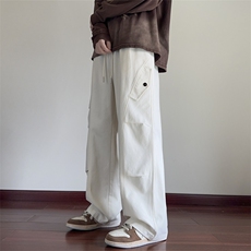 秋季新款休闲裤男纯棉工装裤宽松拖地裤纯色长裤K9906-P45控68，男装工装外套，星座209-2