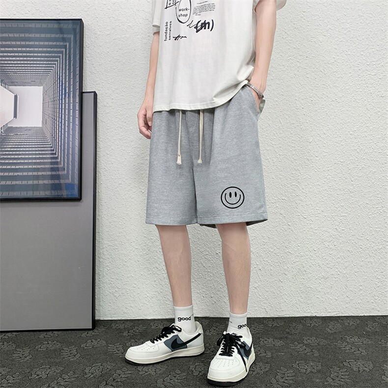 HD74224-P22 华夫格短裤男大码宽松五分裤男直筒中裤图片