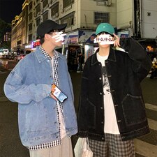 2021秋季新大码男港风情侣夜景反光炫彩蝴蝶印花牛仔外套NJ126P70，男装夹克，电商A001
