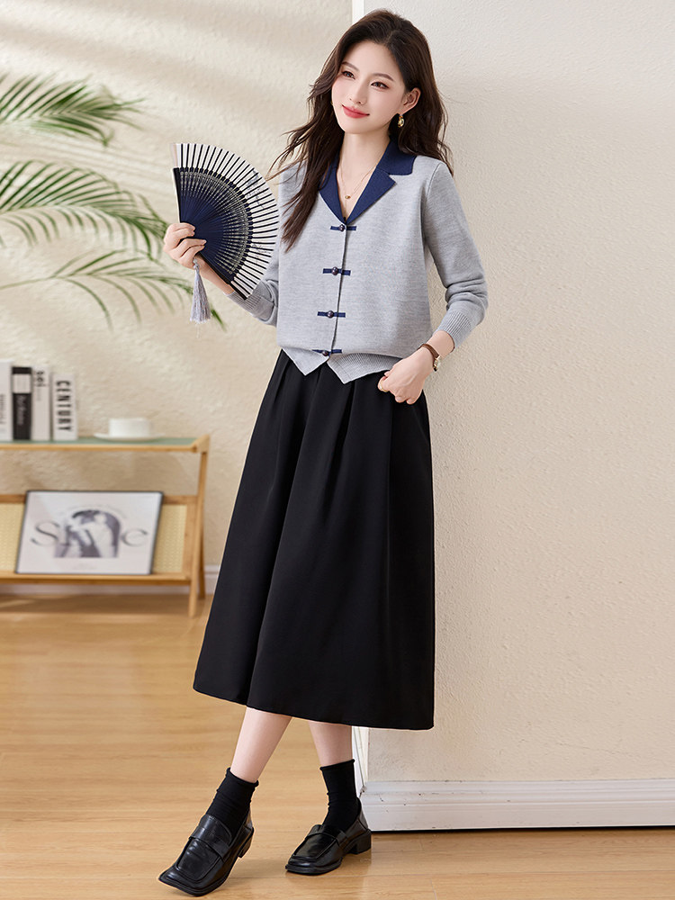 2025年秋季套装小香风套装两件套毛衣套装复古新中式性价比高8502,女装套装/套裙,欣贝拉