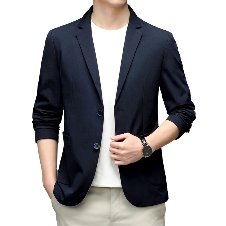 2023新款西服男士春季商务休闲青果领口袋西装便服时尚外套,男装西服,电商B212（原钱塘6029）