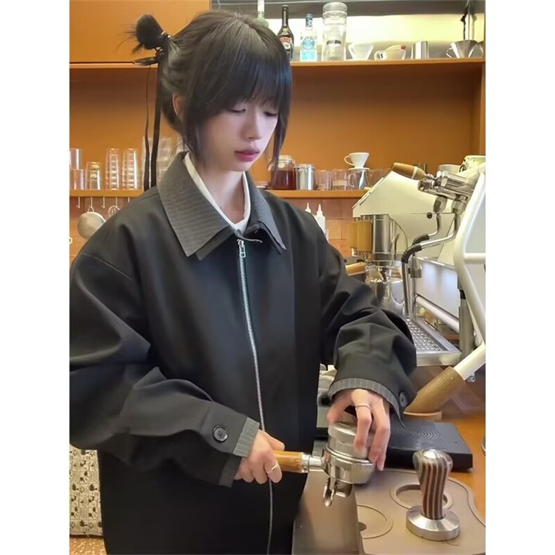 A175-P73 复古棕色小皮衣春秋外套女韩版百搭宽松港味英伦显瘦图片
