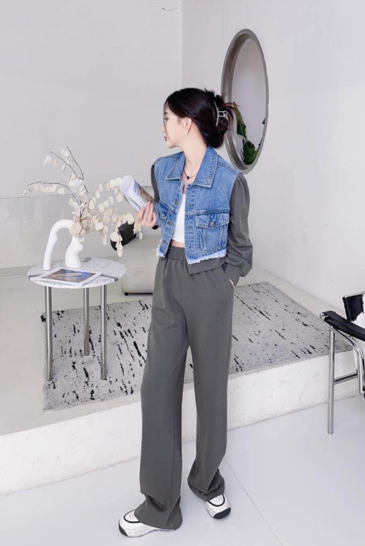 2023年水洗牛仔拼接款套裤，超酷，其它，贻思茗