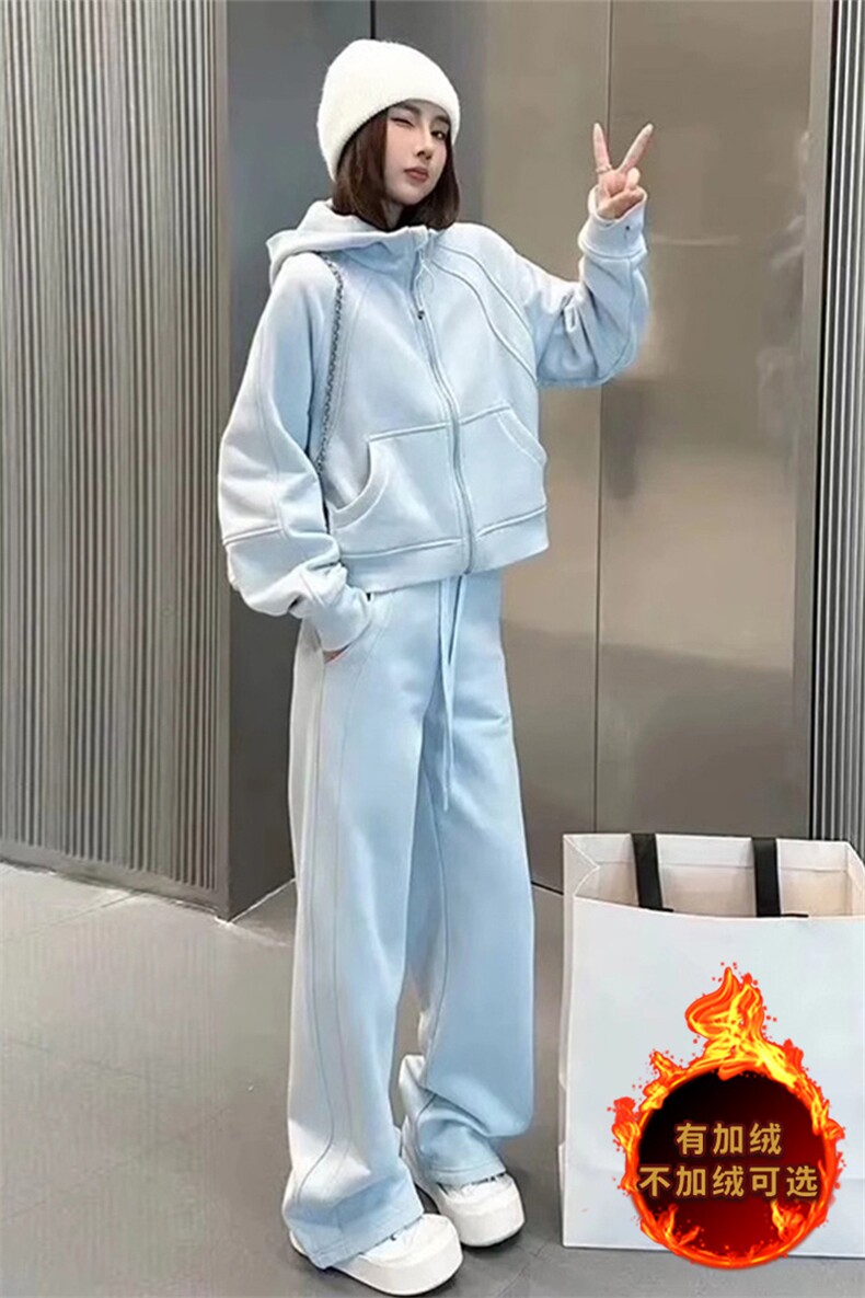 欧洲站时尚套装女宽松减龄春秋2025年新款高级感卫衣阔腿裤两件套,女装套装/套裙,江南