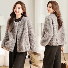 皮毛一体女外套冬季保暖洋气百搭棉上衣，女装羊羔毛/颗粒绒，曼沙奕珂
