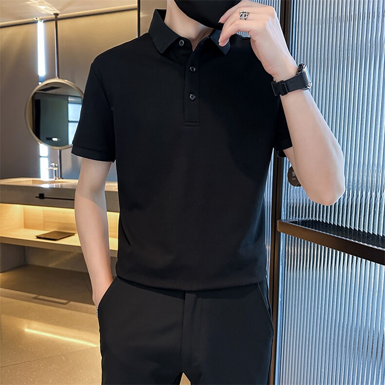 常年款品牌质量纯色光版翻领短袖polo衫男夏季t恤修身T0257-特P40图片