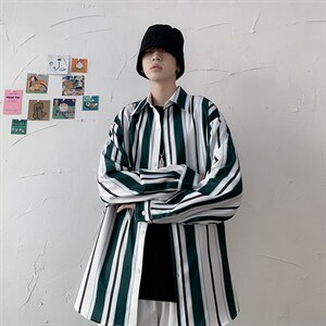 2022新款韩版免烫条纹衬衫男长袖休闲宽松百搭衬衣 W3027-P36图片