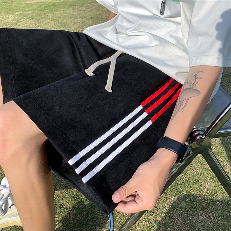 B239-1521-P43夏季篮球跑步运动裤男麂皮绒学生杠条休闲五分裤,男装休闲裤,星座514-2(原B239)