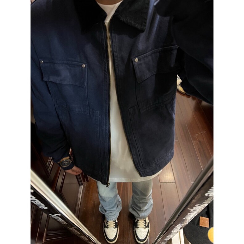 【有货】cleanfit蓝色短款外套男美式复古工装夹克A687LL-特P78图片