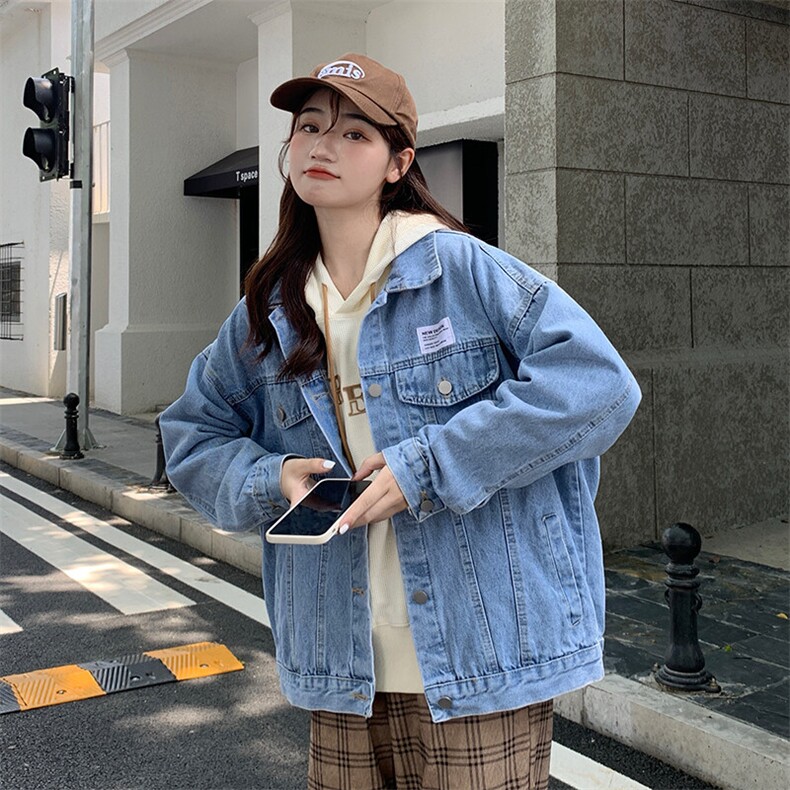 新款春季女涂鸦印花黑色长袖宽松韩版牛仔外套夹克潮Z047-85,男装夹克,星座911-3