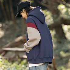 2026冬季新款男日系潮牌拼色宽松加绒加厚连帽卫衣WY560-F93，男装卫衣，电商A101（原外27）